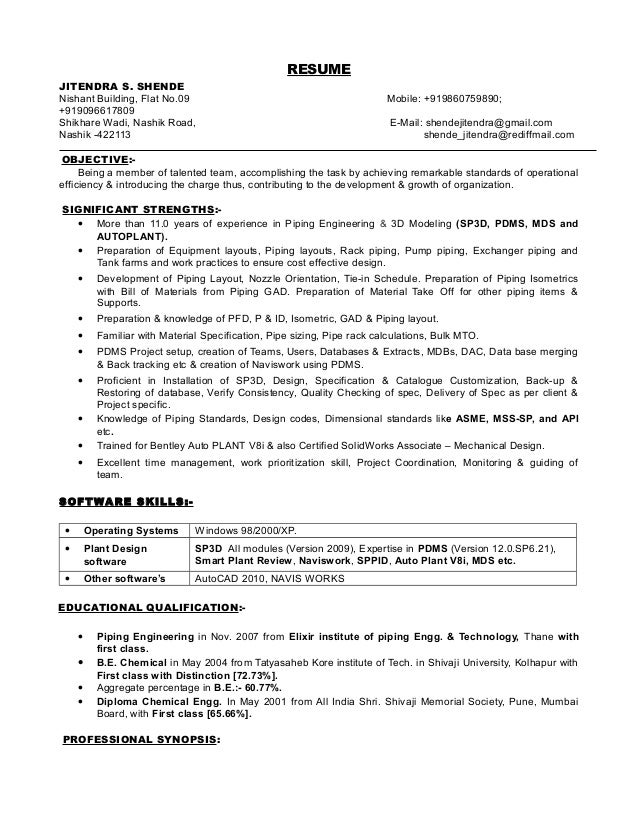 resume jitendra s shende nishant building flat no09 mobile 919860759890