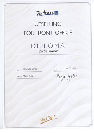 Upselling for front office