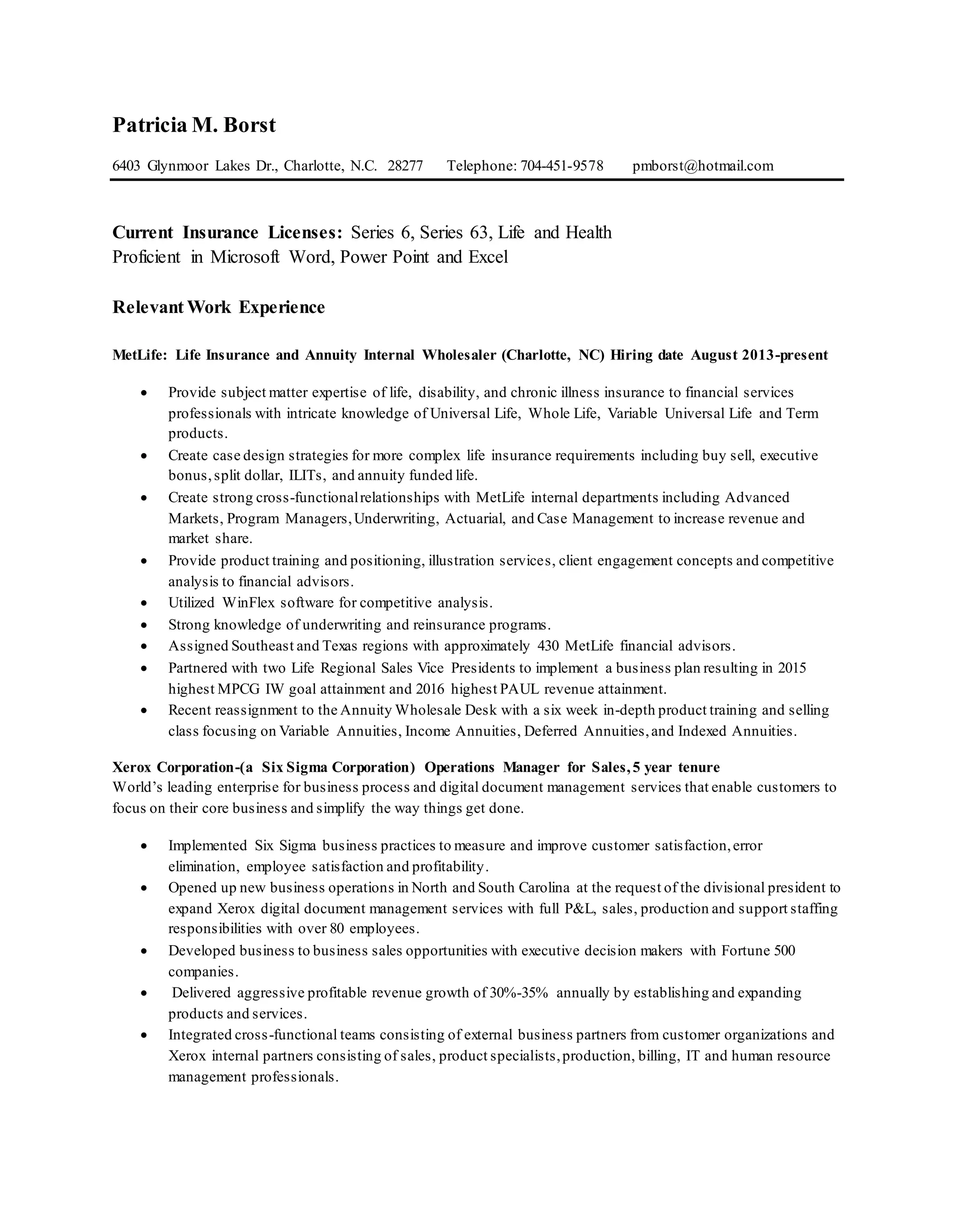 Paricia Borst Resume | DOCX