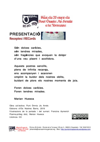 RECeptari de RECords Dolços (Portada i Sumari). 2019