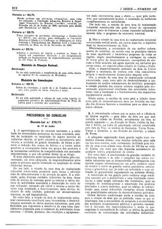 GABINETE DA ÁREA DE SINES - Decreto-lei 270/71, de 19 de Junho