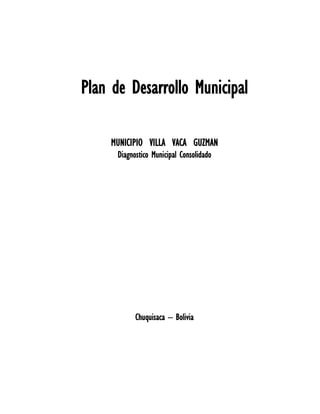 Plan de Desarrollo Municipal

     MUNICIPIO VILLA VACA GUZMAN
      Diagnostico Municipal Consolidado




            Chuquisaca – Bolivia
 