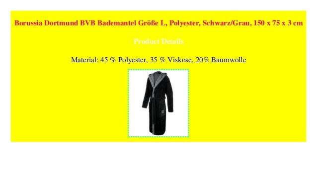 Borussia Dortmund Bvb Bademantel Grosse L Polyester Schwarz Grau 1