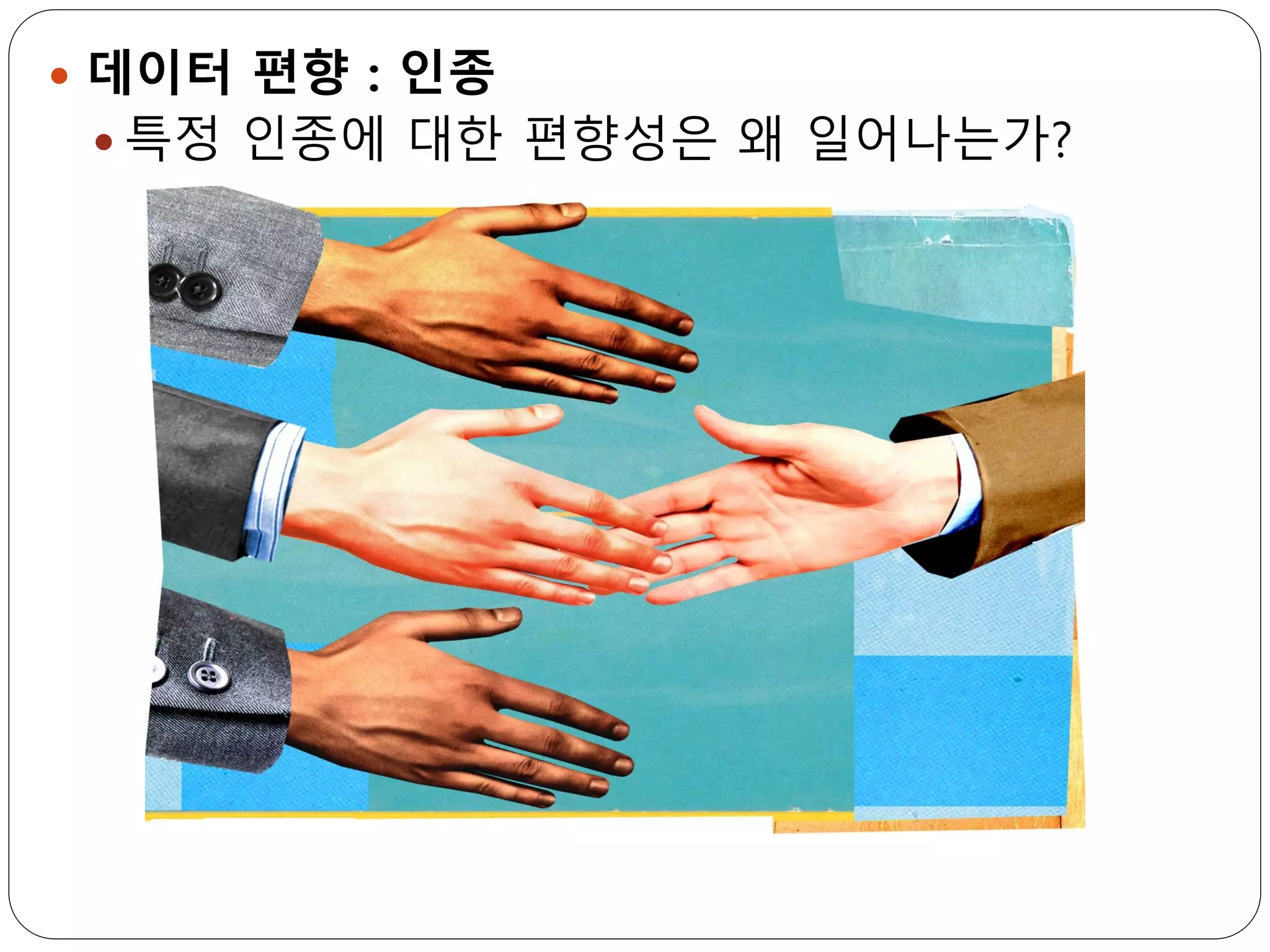  데이터 편향 : 인종
 특정 인종에 대한 편향성은 왜 일어나는가?
 