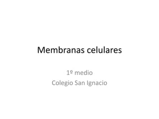 Membranas celulares
1º medio
Colegio San Ignacio
 
