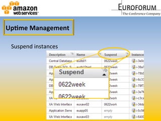 Up&me	
  Management	
  
Suspend	
  instances	
  
 