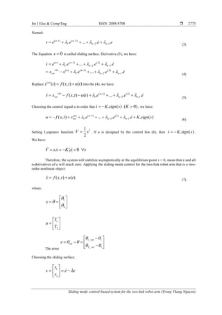 Sliding mode control-based system for the two-link robot arm | PDF
