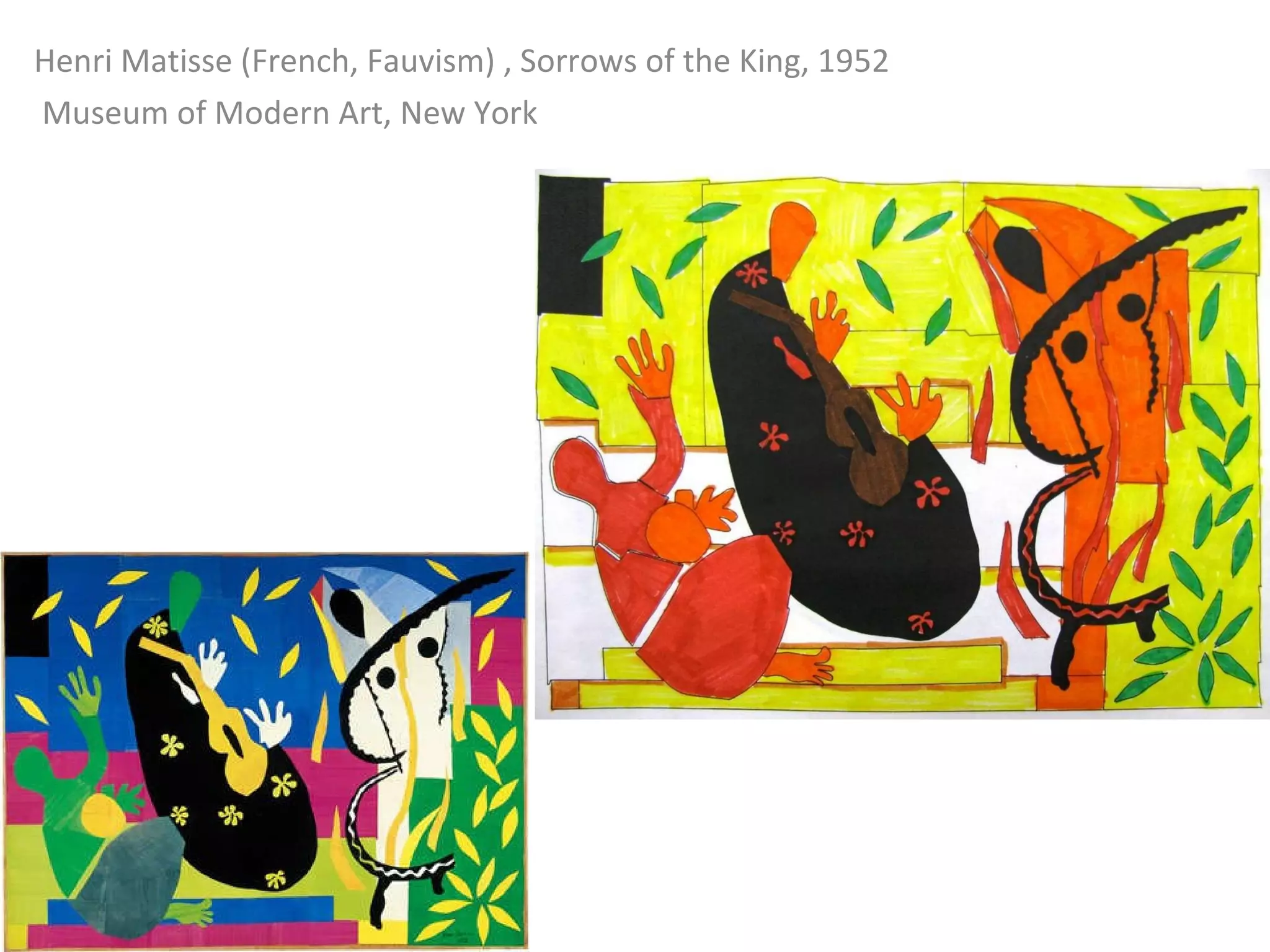 Henri Matisse (French, Fauvism) , Sorrows of the King, 1952   Museum of Modern Art, New York 