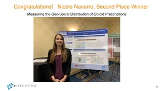 Congratulations! Nicole Navarro, Second Place Winner
5
Measuring the Geo-Social Distribution of Opioid Prescriptions
 
