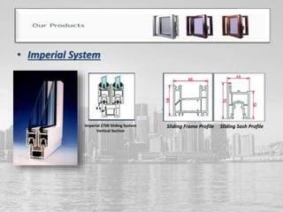 • Imperial System
Imperial 2700 Sliding System
Vertical Section
Sliding Frame Profile Sliding Sash Profile
 