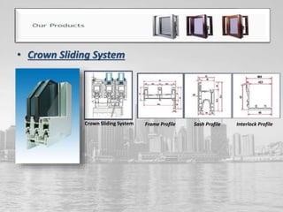 • Crown Sliding System
Crown Sliding System Frame Profile Sash Profile Interlock Profile
 