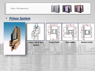 • Prince System
Prince Tilt & Turn
System
Frame Profile Sash Profile Mullion Profile
 