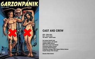 CAST AND CREW 
Alvin - Viktor Klem 
Nóra - Hanna Palos 
The others - Győző Szabó 
Set design: Renátó Cseh 
Costume design: Juli Szlávik 
Lighting: Miklós Mervel 
Music and sound: Zsolt Balogh 
Dramaturg: Ambrus Ivanyos 
Assistant: Nikolett Magócs 
Production manager: Nóra Zágoni, Viktória Kulcsár 
Graphic Design: Péter Haragos 
Director: Márk Radnai 
 