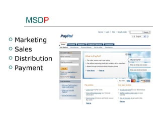 MSDP

   Marketing
   Sales
   Distribution
   Payment
 
