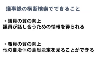議事録の横断検索でできること
体
 