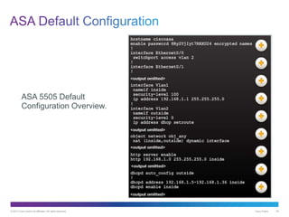 © 2013 Cisco and/or its affiliates. All rights reserved. Cisco Public 26
ASA 5505 Default
Configuration Overview.
 
