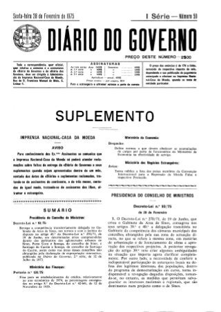 GABINETE DA ÁREA DE SINES - Decreto-lei 93/75, de 28 de Fevereiro