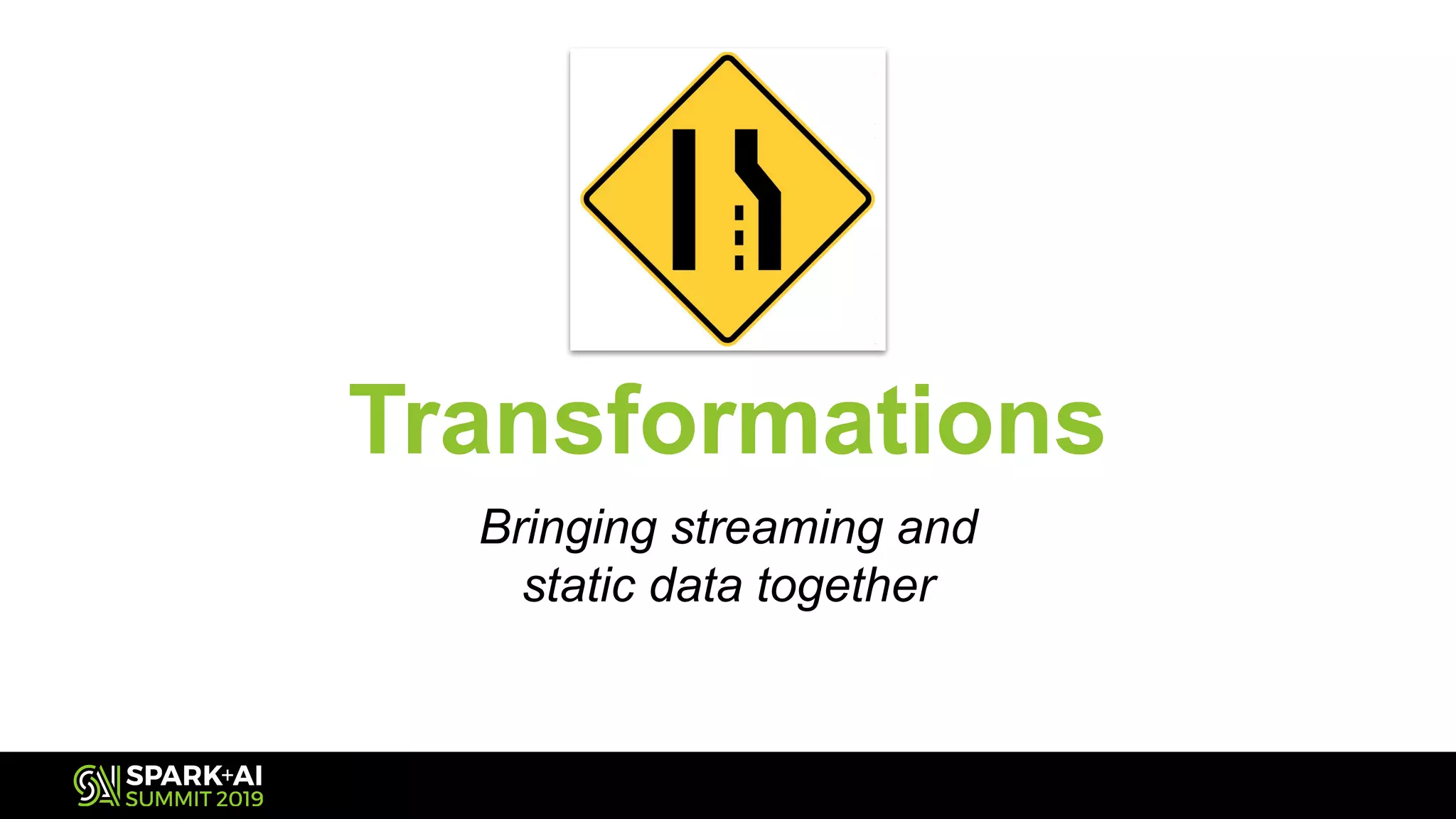 Transformations
Bringing streaming and
static data together
 