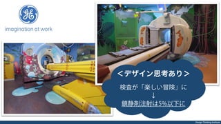 Design Thinking Institute
＜デザイン思考あり＞
検査が「楽しい冒険」に
↓
鎮静剤注射は5%以下に
 