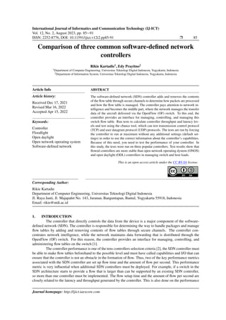 Comparison of three common software-defined network controllers | PDF