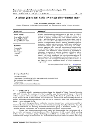 A serious game about Covid-19: design and evaluation study | PDF