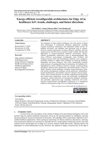 Energy-efficient reconfigurable architectures for Edge AI in healthcare ...