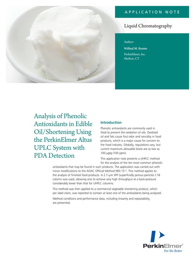 Analysis of Phenolic Antioxidants in Edible Oil/Shortening Using the