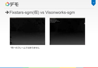デモ
Fixstars-sgm(仮) vs Visonworks-sgm
15
*同一のフレームではありません
 