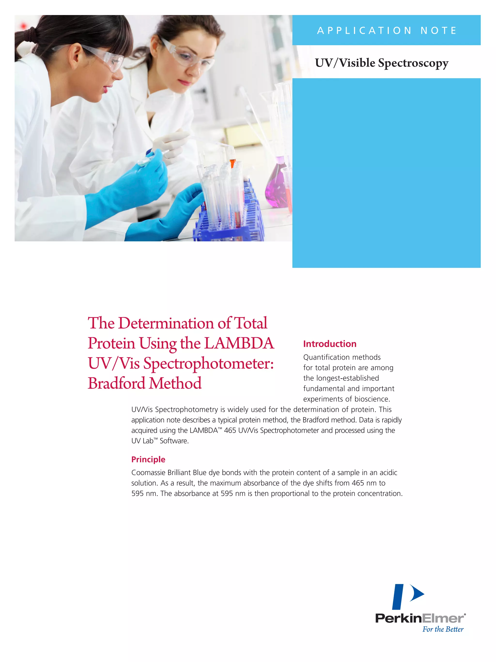 The Determination of Total Protein Using the LAMBDA UV/Vis