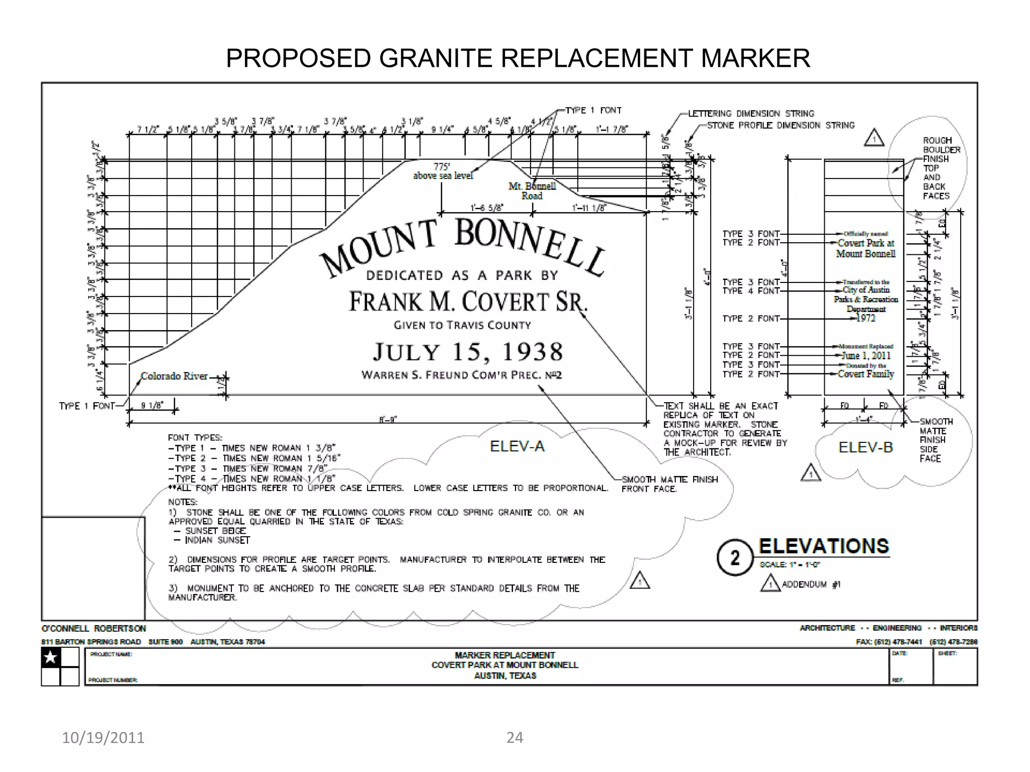 10/19/2011 PROPOSED GRANITE REPLACEMENT MARKER 