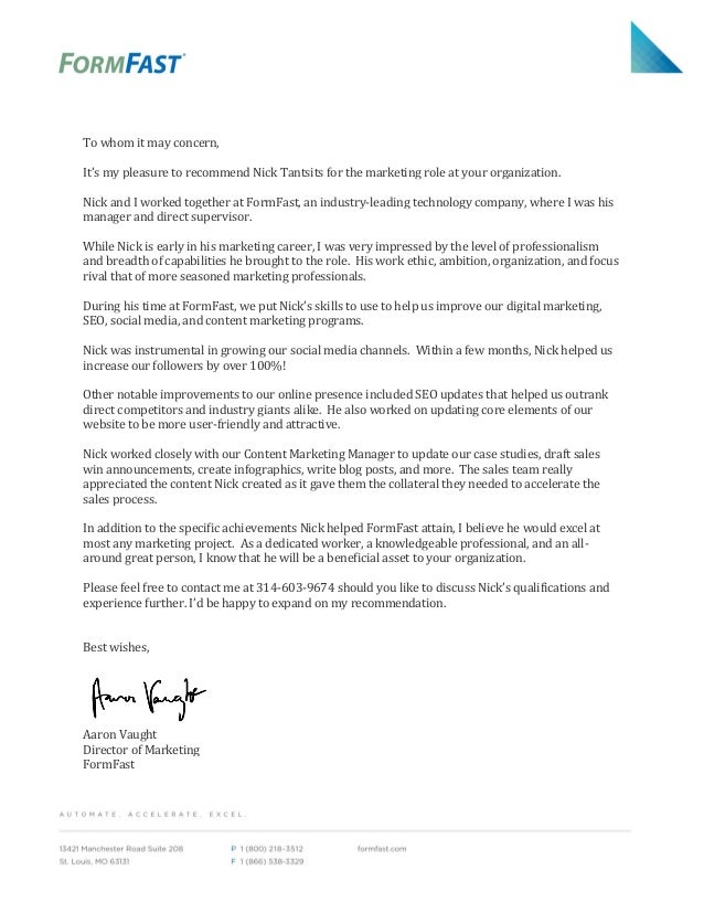 letter of recommendation draft
