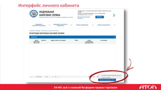 54-ФЗ: всё о главной Re:форме правил торговли
Интерфейс личного кабинета
 