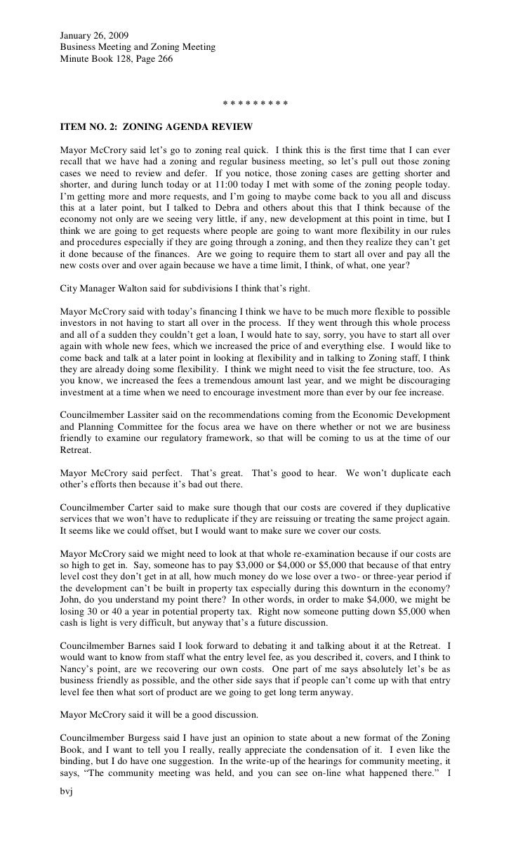 charlotte city council meeting minutes january 26 2009