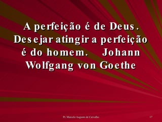 A perfeição é de Deus. Desejar atingir a perfeição é do homem. Johann Wolfgang von Goethe 