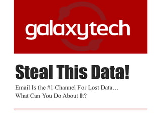 Steal This Data!
Email Is the #1 Channel For Lost Data…
What Can You Do About It?
 
