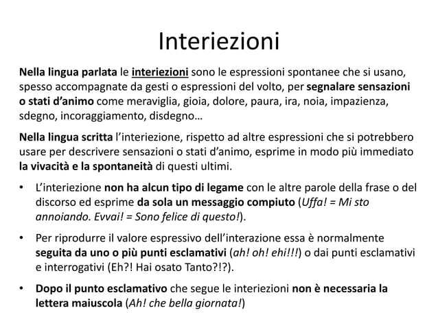 012 Morfologia e Classificazione delle Parti del Discorso Invariabili