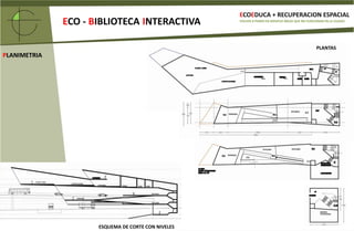 ECOEDUCA + RECUPERACION ESPACIALECO- BIBLIOTECAINTERACTIVAVOLVER A PONER EN SERVICIO ÁREAS QUE NO FUNCIONAN EN LA CIUDADPAUSA RELACIONAL TRANSFORMADA ENTRE FLUJOS DINAMICOSMOVIMIENTO Y VELOCIDADCONCEPTOS DEL PROYECTO FISICAMENTE LA OBRA DE ARQUITECTURA ES ESTATICALA ECO-BIBLIOTECA SE ENCUENTRA ENTRE LAS DOS PISTAS DE LA AUTOPISTA VESPUCIO NORTE EXPRESS, POR LO QUE ESTA EXPUESTA A UN CONSTANTE FLUJO VEHICULAR DE ALTA VELOCIDADDESDE UN PUNTO DE VISTA ESTATICO