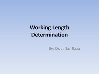 Working Length
Determination
By: Dr. Jaffar Raza
 