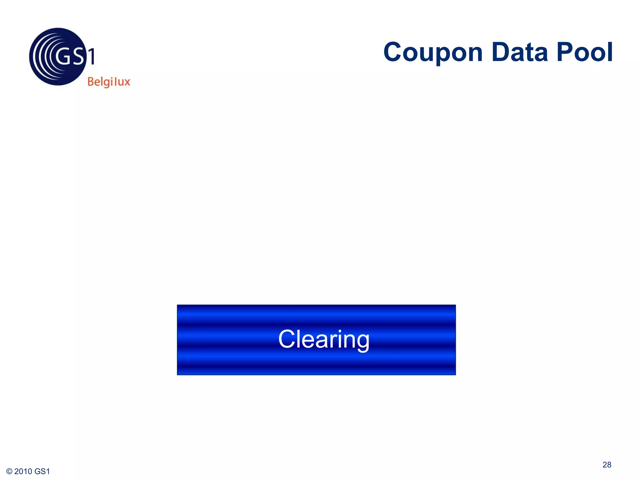 Coupon Data Pool



              GDSN

             New coupos in
              Coupon DP



              Clearing



                                            28
© 2010 GS1
 