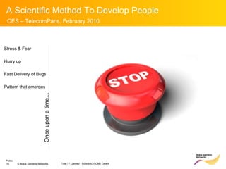 Stress & Fear Hurry up Fast Delivery of Bugs Pattern that emerges Once upon a time… 