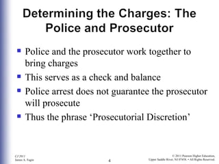 Police and the prosecutor work together to bring charges This serves as a check and balance Police arrest does not guarantee the prosecutor will prosecute Thus the phrase ‘Prosecutorial Discretion’ 