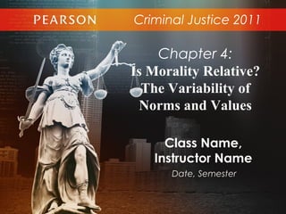 Criminal Justice 2011
Class Name,
Instructor Name
Date, Semester
Chapter 4:
Is Morality Relative?
The Variability of
Norms and Values
 