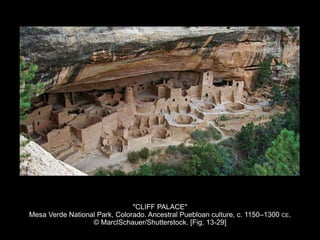 "CLIFF PALACE"
Mesa Verde National Park, Colorado. Ancestral Puebloan culture, c. 1150–1300 CE.
© MarclSchauer/Shutterstock. [Fig. 13-29]
 