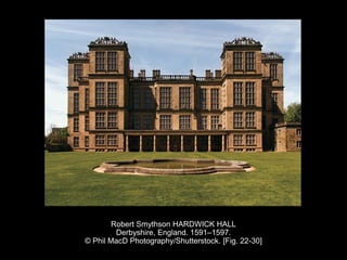 Robert Smythson HARDWICK HALL
Derbyshire, England. 1591–1597.
© Phil MacD Photography/Shutterstock. [Fig. 22-30]
 