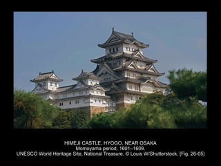 HIMEJI CASTLE, HYOGO, NEAR OSAKA
Momoyama period, 1601–1609.
UNESCO World Heritage Site, National Treasure. © Louis W/Shutterstock. [Fig. 26-05]
 