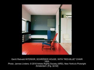 Gerrit Rietveld INTERIOR, SCHRÖDER HOUSE, WITH "RED-BLUE" CHAIR
1925.
Photo: Jannes Linders. © 2016 Artists Rights Society (ARS), New York/c/o Pictoright
Amsterdam. [Fig. 32-52]
 