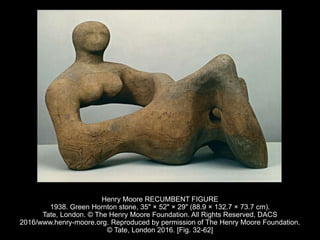 Henry Moore RECUMBENT FIGURE
1938. Green Hornton stone, 35" × 52" × 29" (88.9 × 132.7 × 73.7 cm).
Tate, London. © The Henry Moore Foundation. All Rights Reserved, DACS
2016/www.henry-moore.org. Reproduced by permission of The Henry Moore Foundation.
© Tate, London 2016. [Fig. 32-62]
 