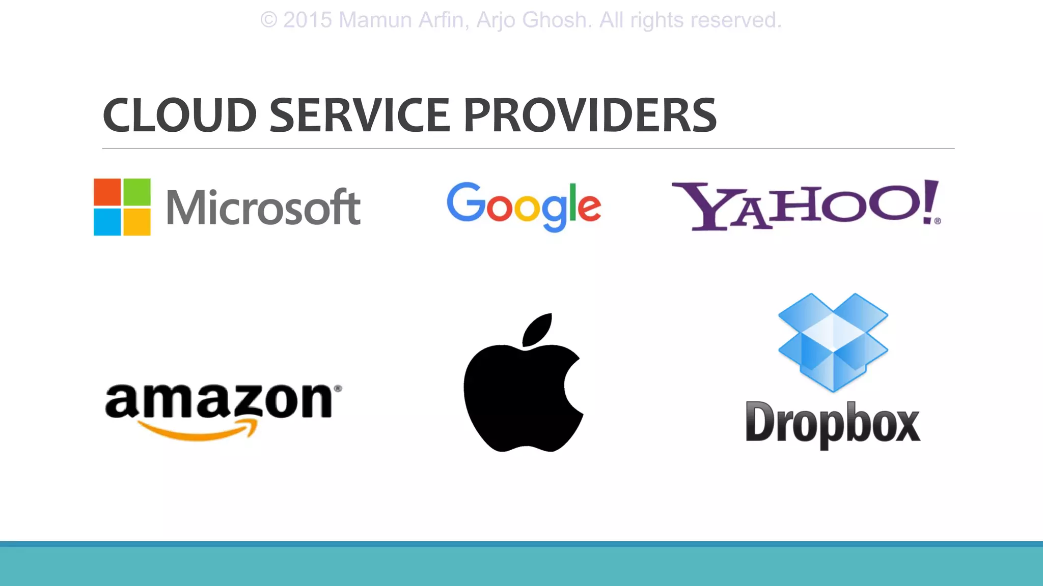 CLOUD SERVICE PROVIDERS
© 2015 Mamun Arfin, Arjo Ghosh. All rights reserved.
 