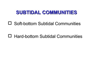SUBTIDAL COMMUNITIESSUBTIDAL COMMUNITIES
 Soft-bottom Subtidal Communities
 Hard-bottom Subtidal Communities
 