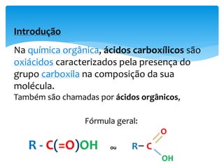 Desenvolvimento
Os ácidos dicarboxílicos (função múltipla) estão formados por moléculas que
possuem dois grupos funcionais carboxílicos, por isso podem formar sais ácidos
ou sais neutros.
Estrutura geral
O O
C – (CH2)n – C
HO OH
ObS: Excepto para o ácido que possui (2) dois átomos de carbono:
O O
C – C
HO OH
 